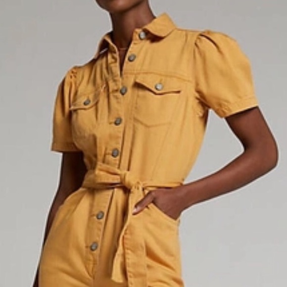 Boyish x Free People The Vincent Sm Yellow Gold Denim Utility Coveralls Jumpsuit - Picture 12 of 13